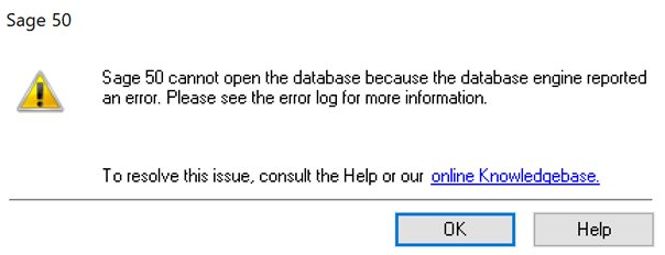 Sage 50 Cannot Open Database